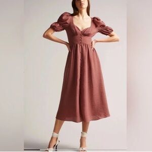 Ted Baker London Angeia Textured Crepe Button Front Rusty Rose Midi Dress